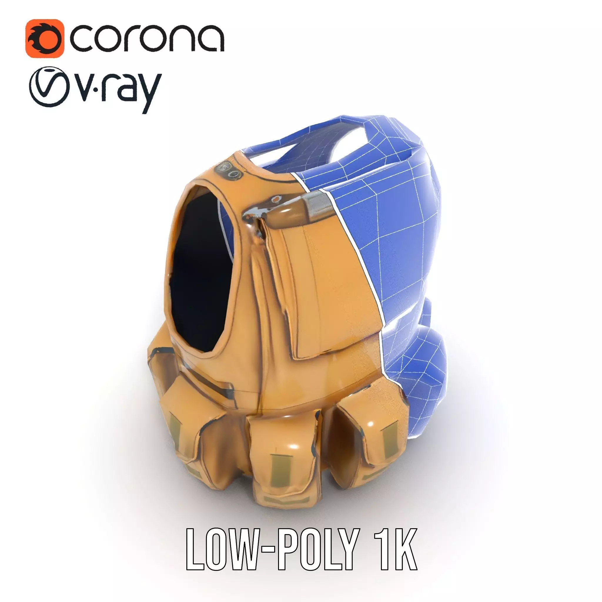 Tactical Vest Model Pack with Multiple Pouches Low-poly 3D model_25