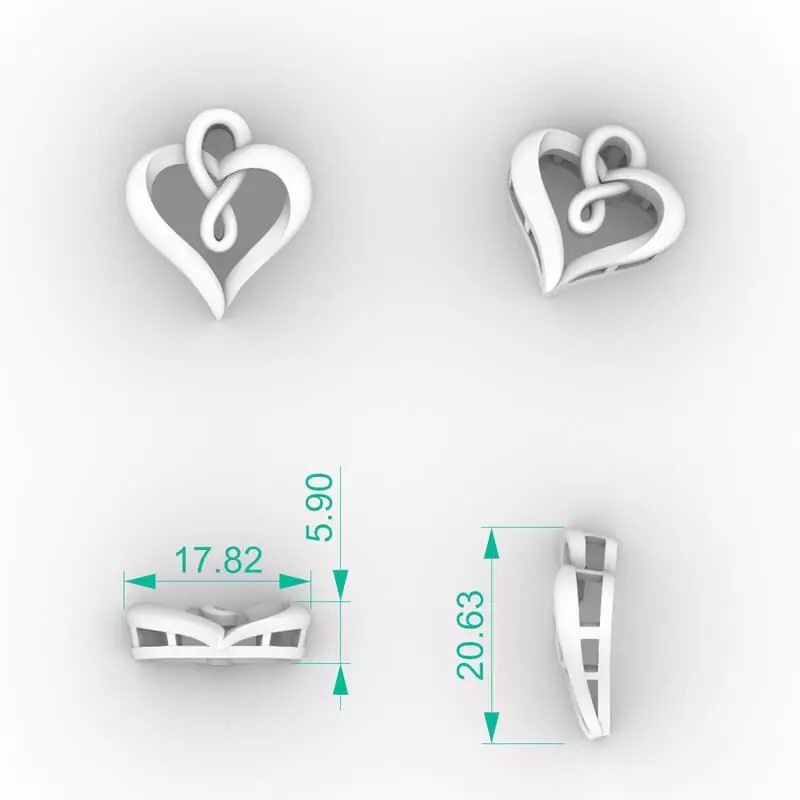 Stunning Infinity Heart Pendant 3D print model_3
