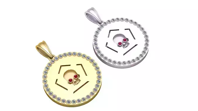 ROUND SKULL FACES PENDANT 