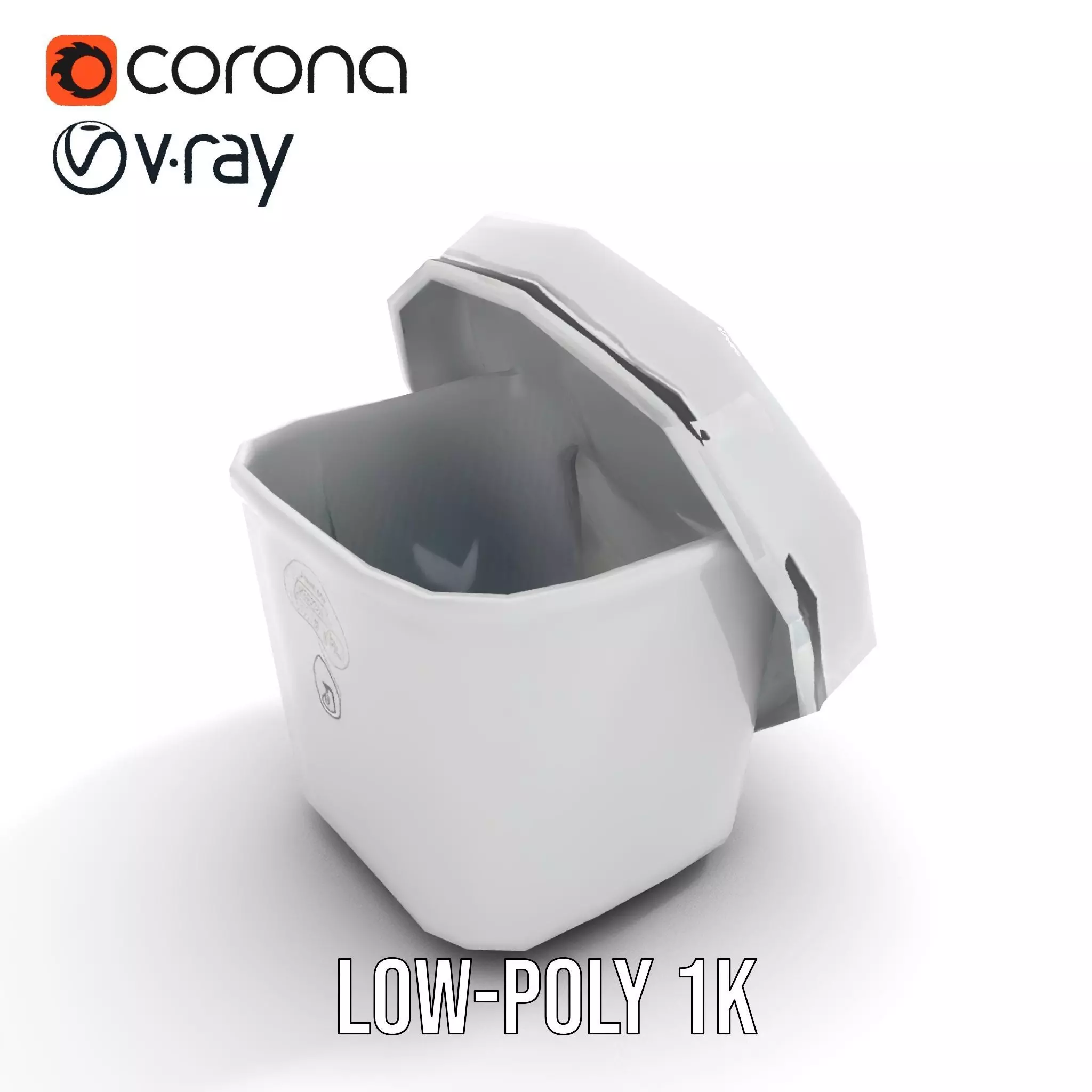 Round Plastic Container with Lid Model Pack Low-poly 3D model_9