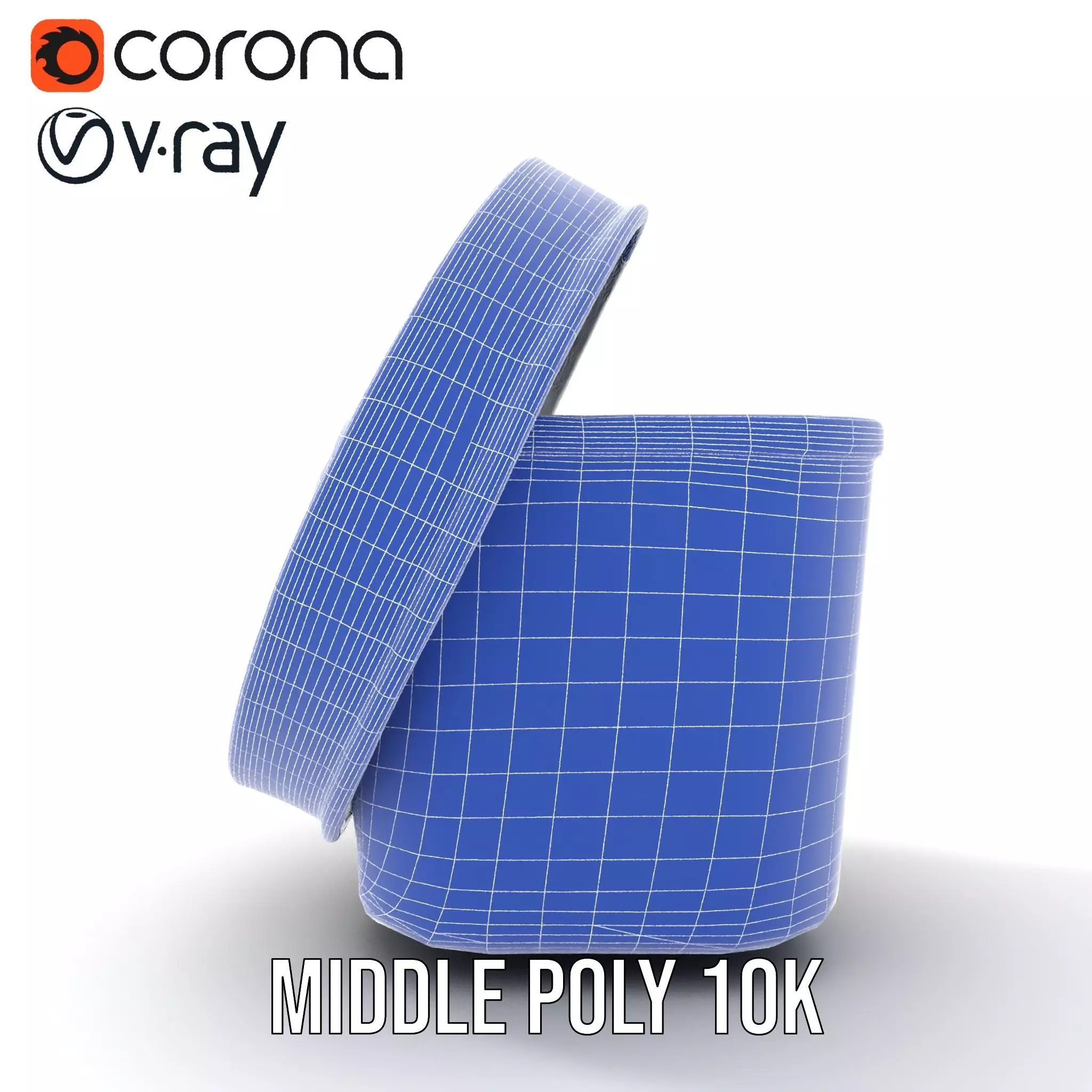 Round Plastic Container with Lid Model Pack Low-poly 3D model_29