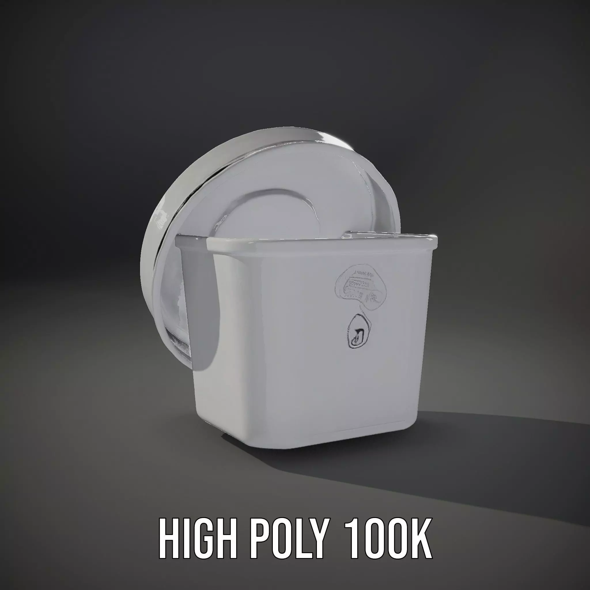 Round Plastic Container with Lid Model Pack Low-poly 3D model_10