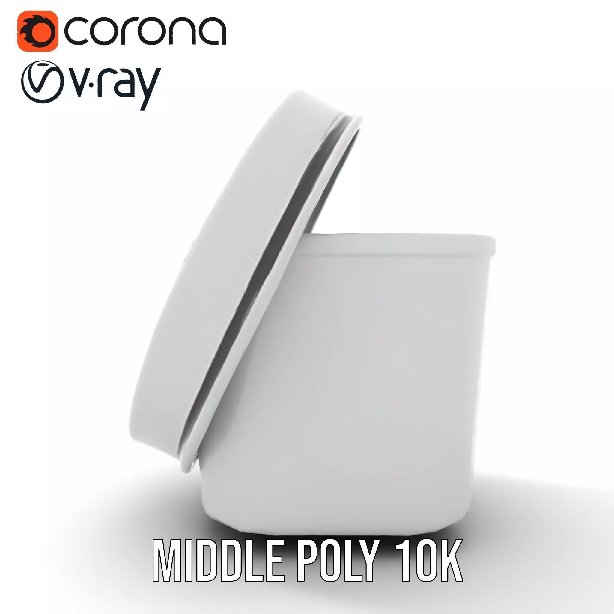 Round Plastic Container with Lid Model Pack Low-poly 3D model_13