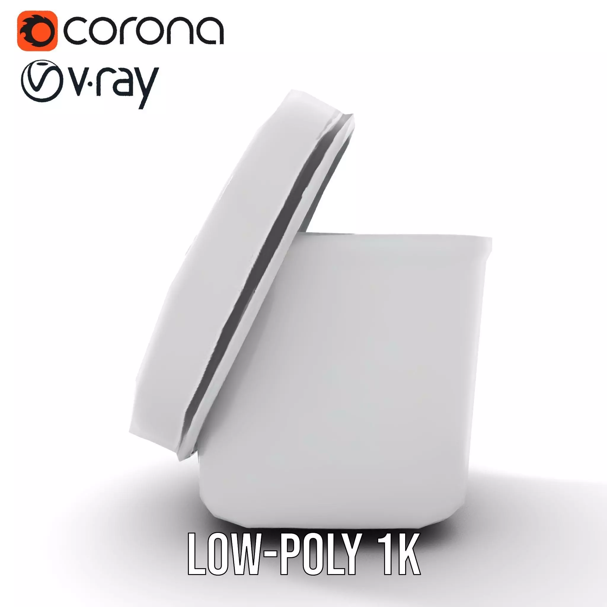 Round Plastic Container with Lid Model Pack Low-poly 3D model_7