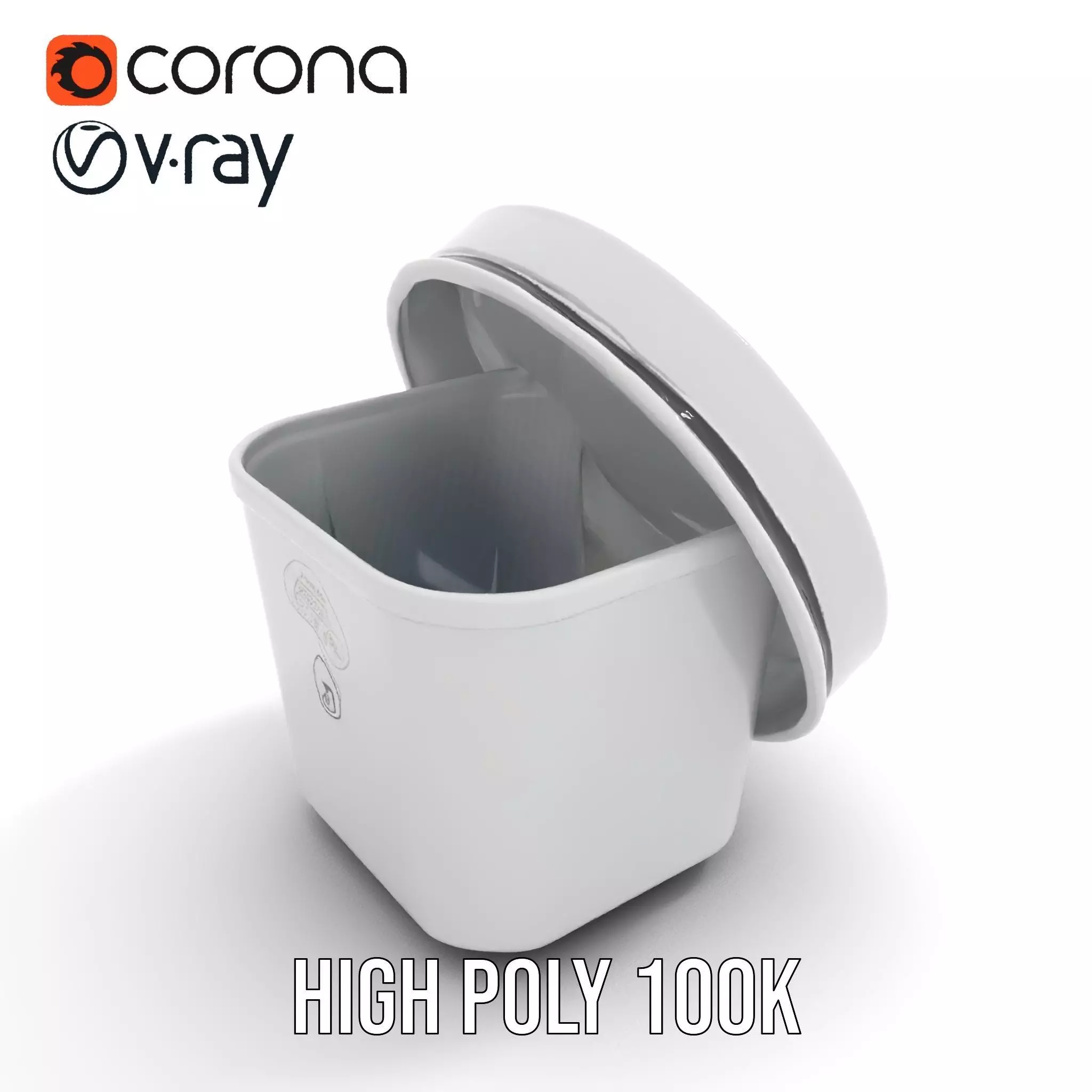 Round Plastic Container with Lid Model Pack Low-poly 3D model_15