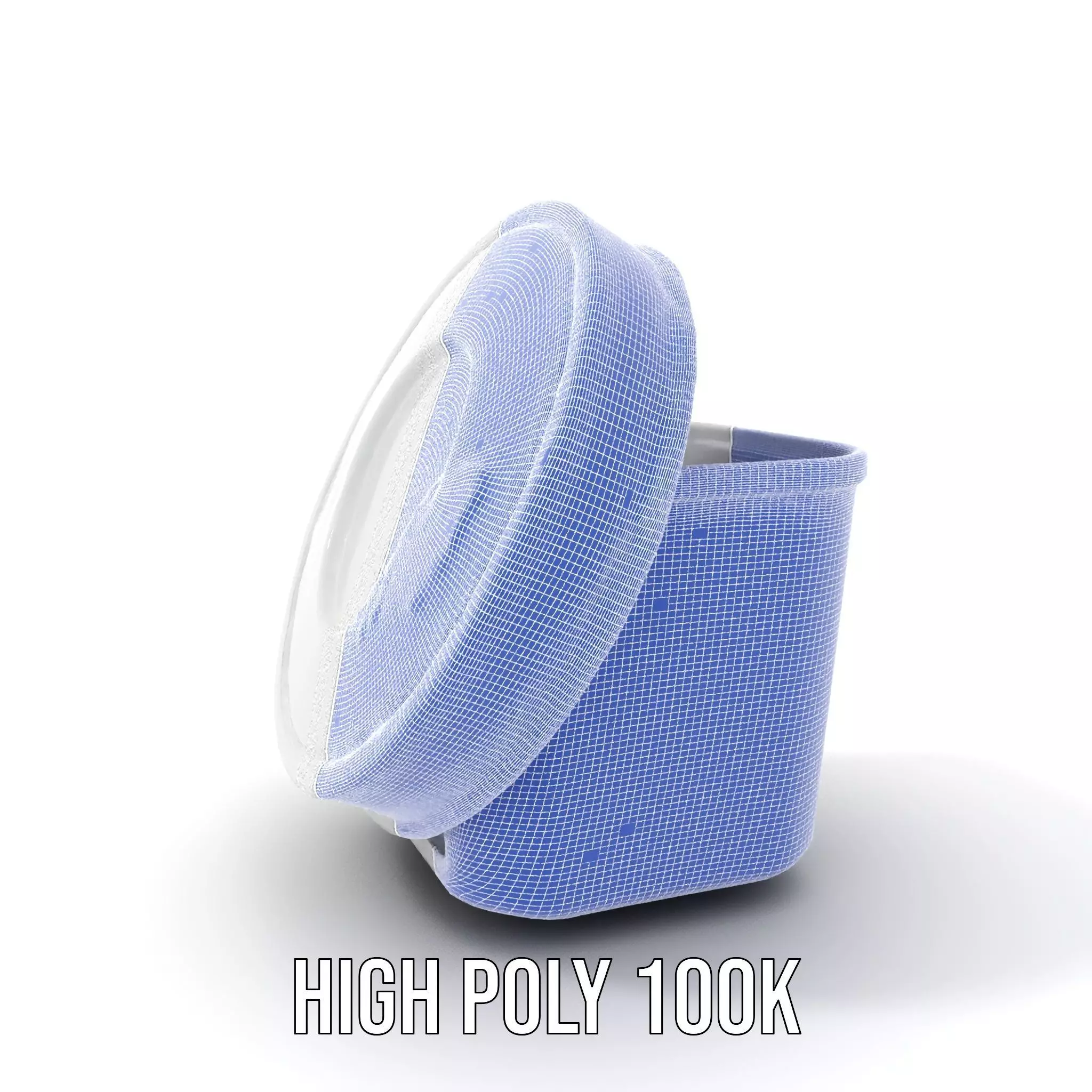 Round Plastic Container with Lid Model Pack Low-poly 3D model_4
