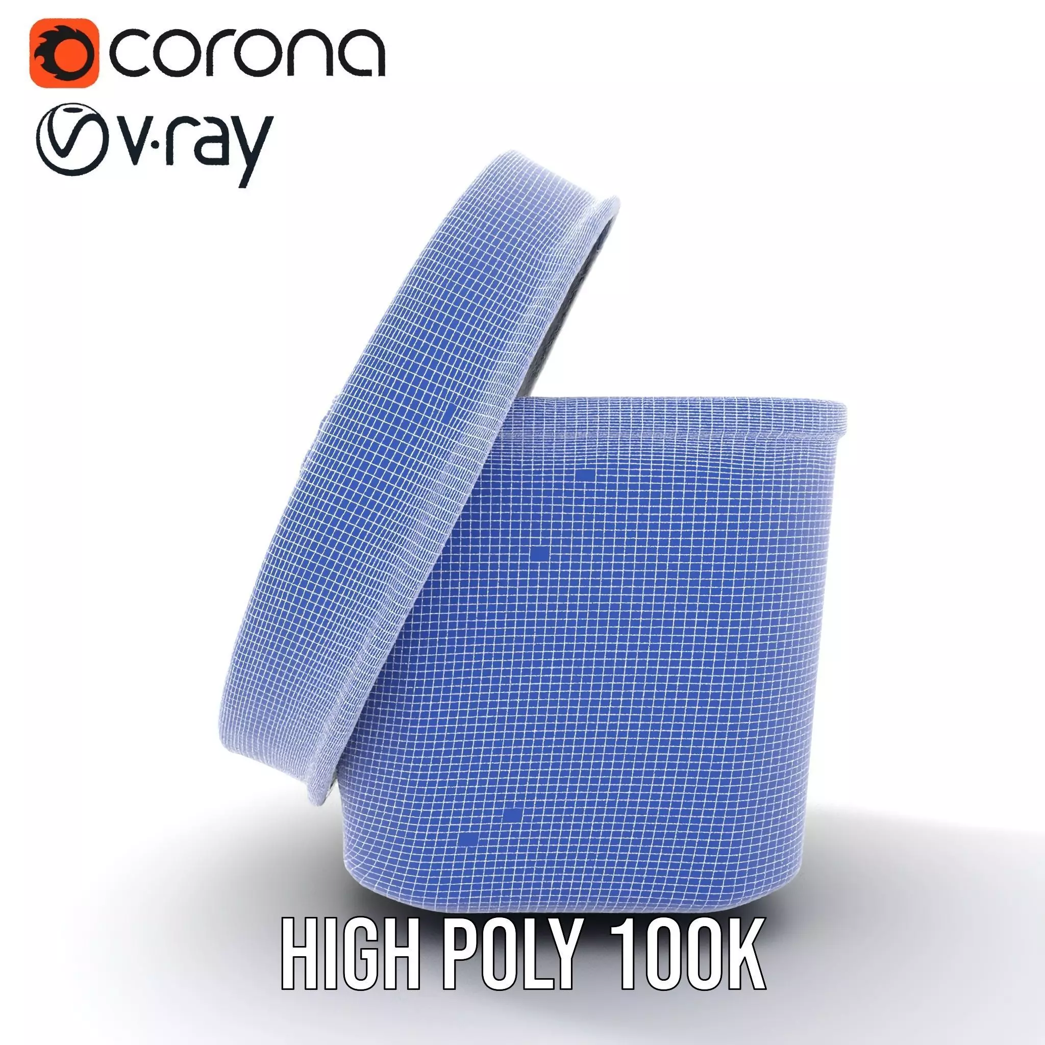 Round Plastic Container with Lid Model Pack Low-poly 3D model_34