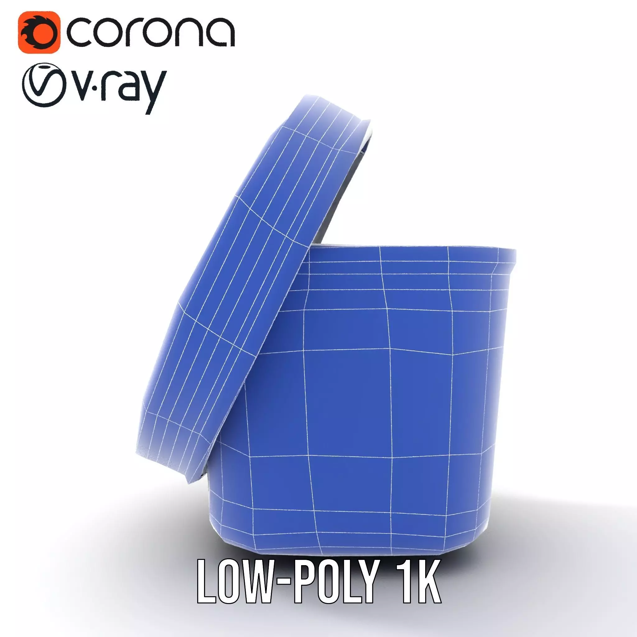 Round Plastic Container with Lid Model Pack Low-poly 3D model_22