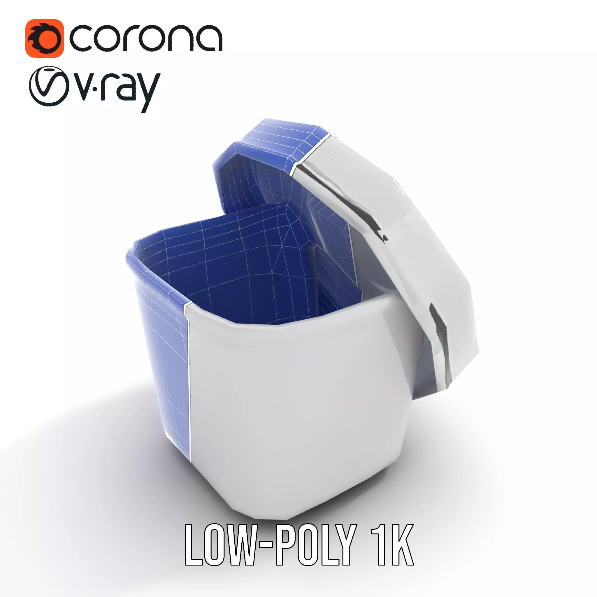 Round Plastic Container with Lid Model Pack Low-poly 3D model_14