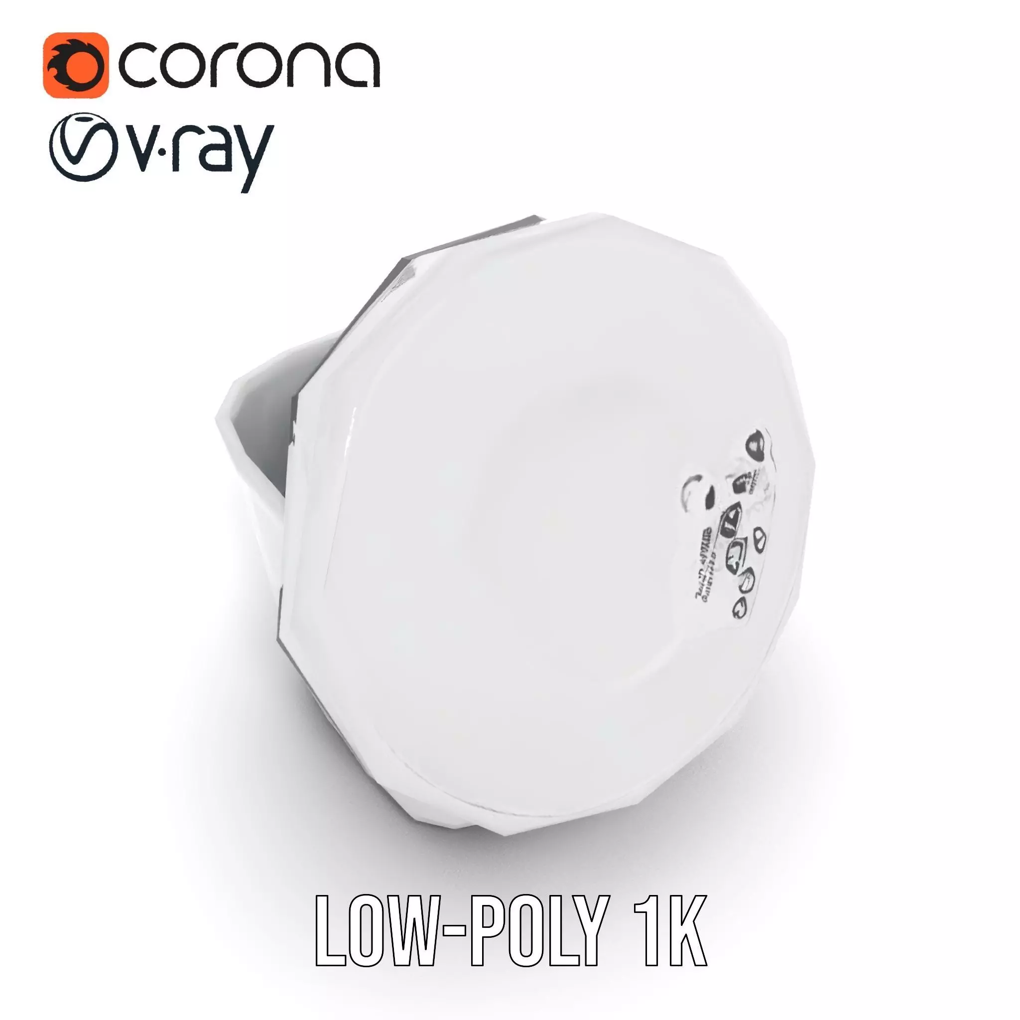 Round Plastic Container with Lid Model Pack Low-poly 3D model_12