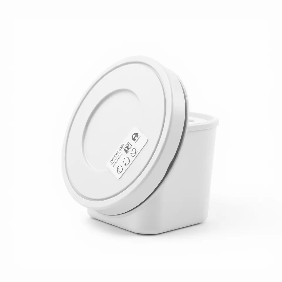 Round Plastic Container with Lid Model Pack Low-poly 3D model_2