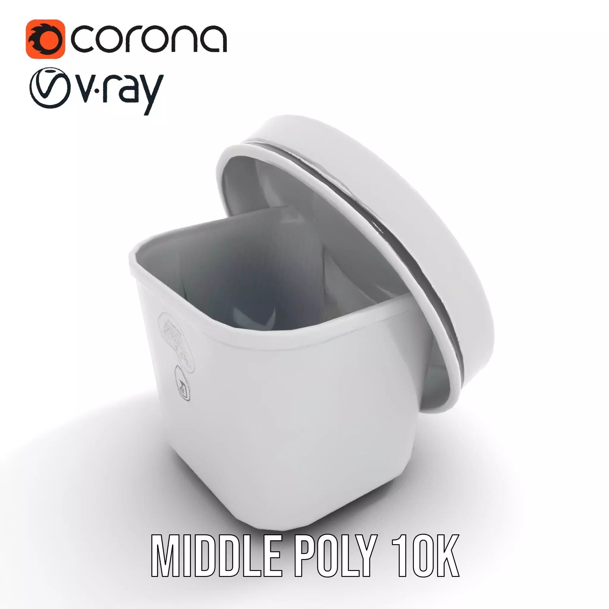 Round Plastic Container with Lid Model Pack Low-poly 3D model_11