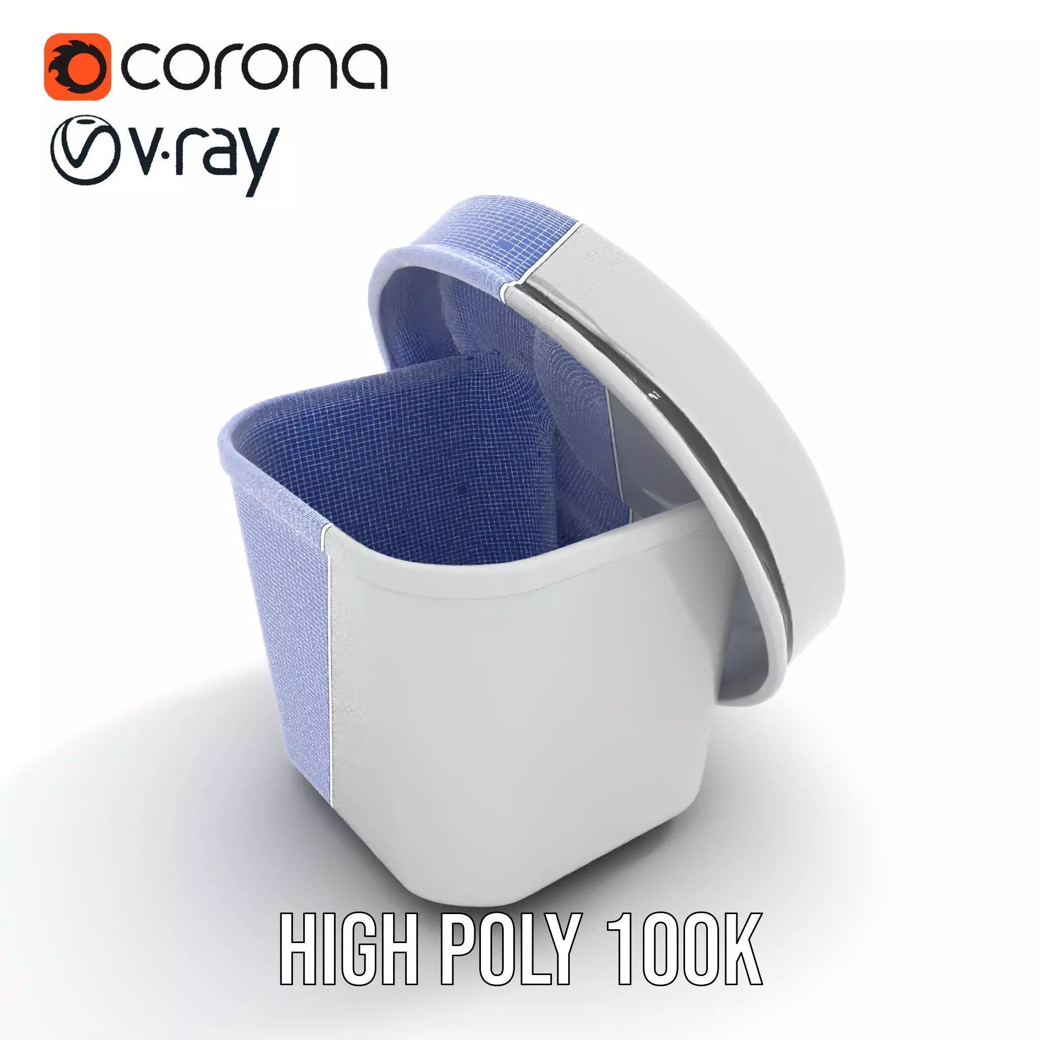 Round Plastic Container with Lid Model Pack Low-poly 3D model_28