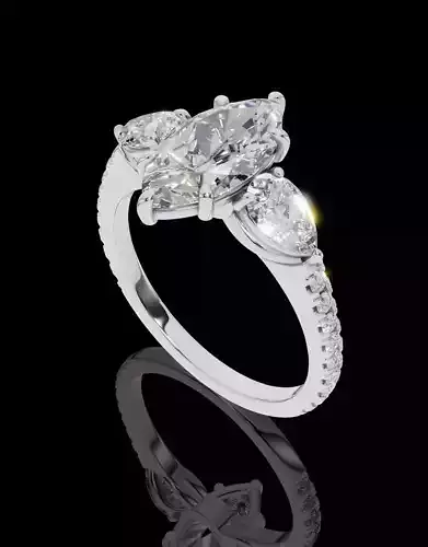 Radiant Trinity Marquise Ring with Diamond Accents