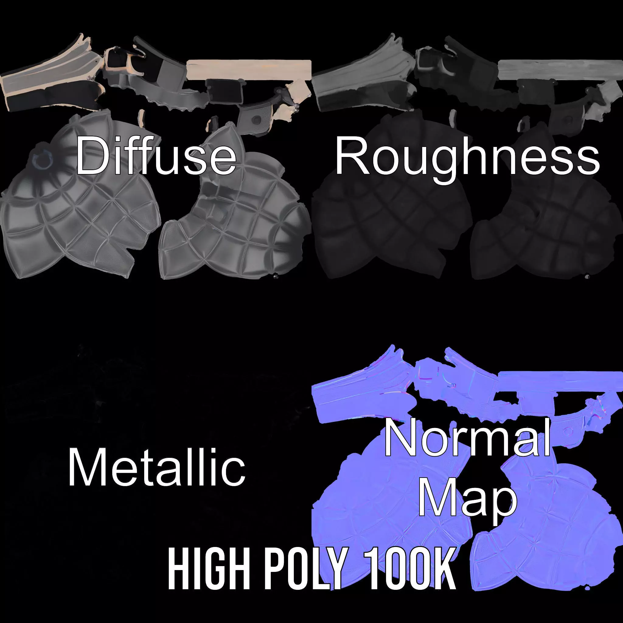 Grenade model pack with detailed texture and design Low-poly 3D model_3