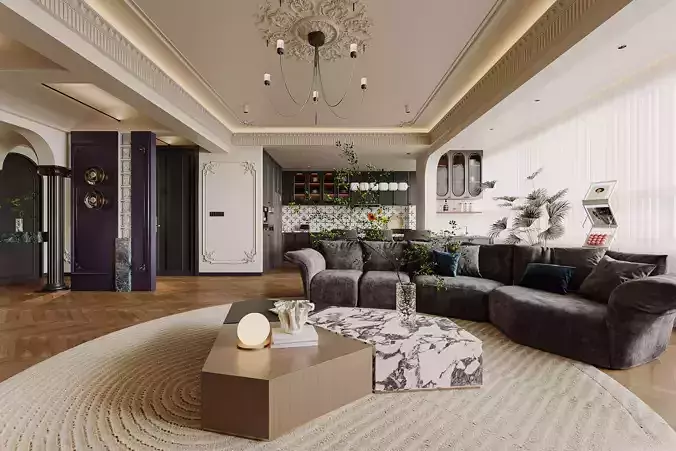 Luxury living room dining room interior scenes 08