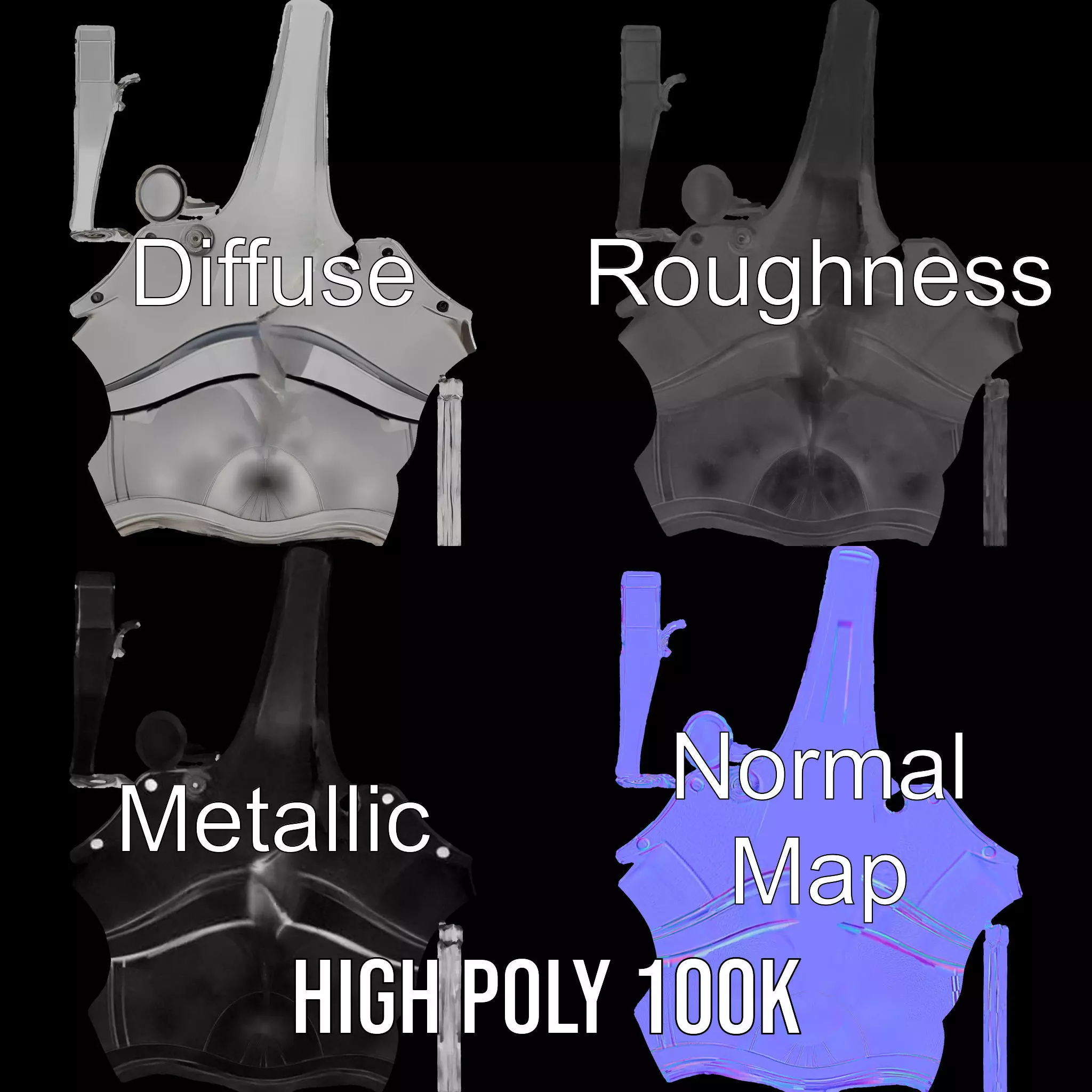 Modern Grenade Model Pack with Metallic Texture Low-poly 3D model_3