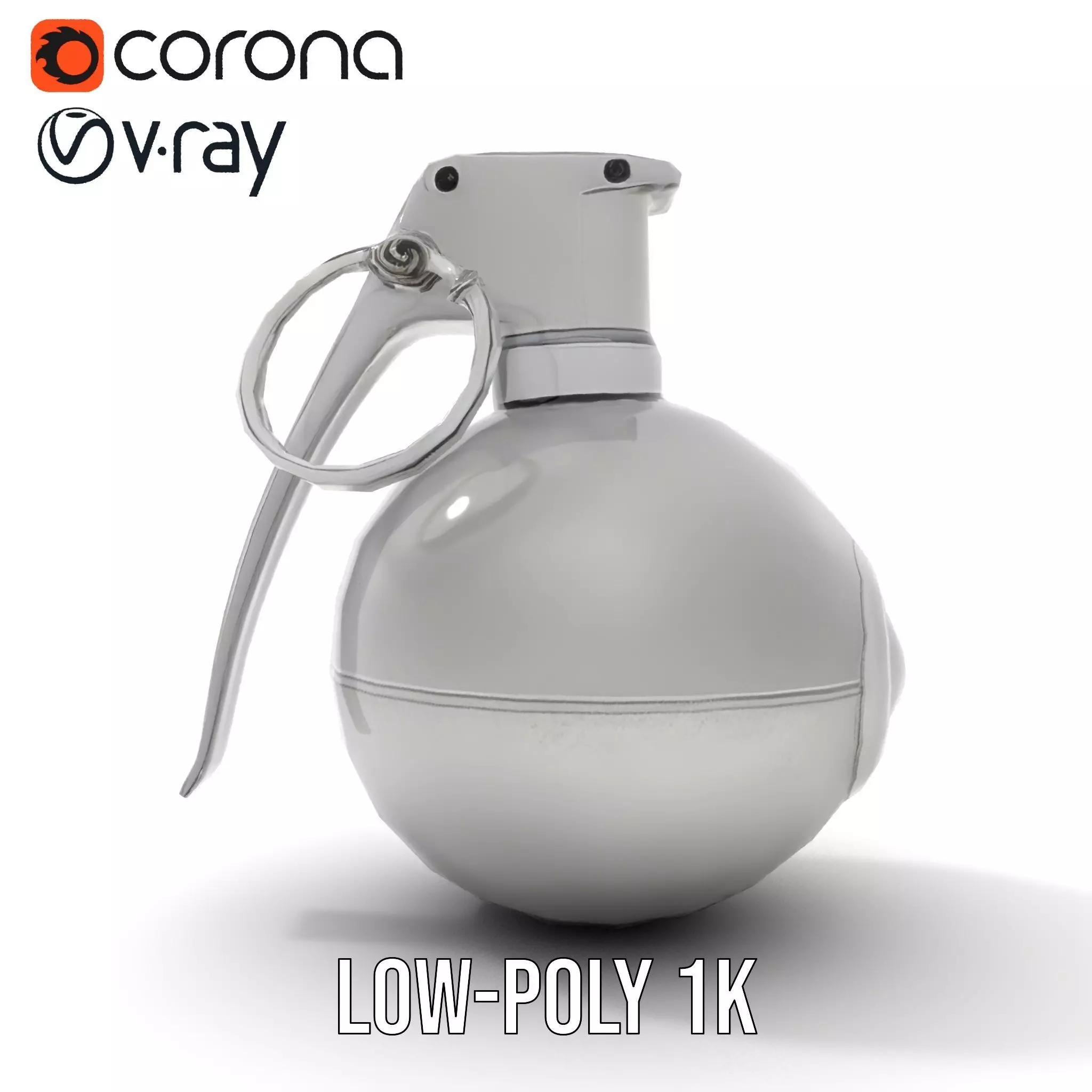 Modern Grenade Model Pack with Metallic Texture Low-poly 3D model_9