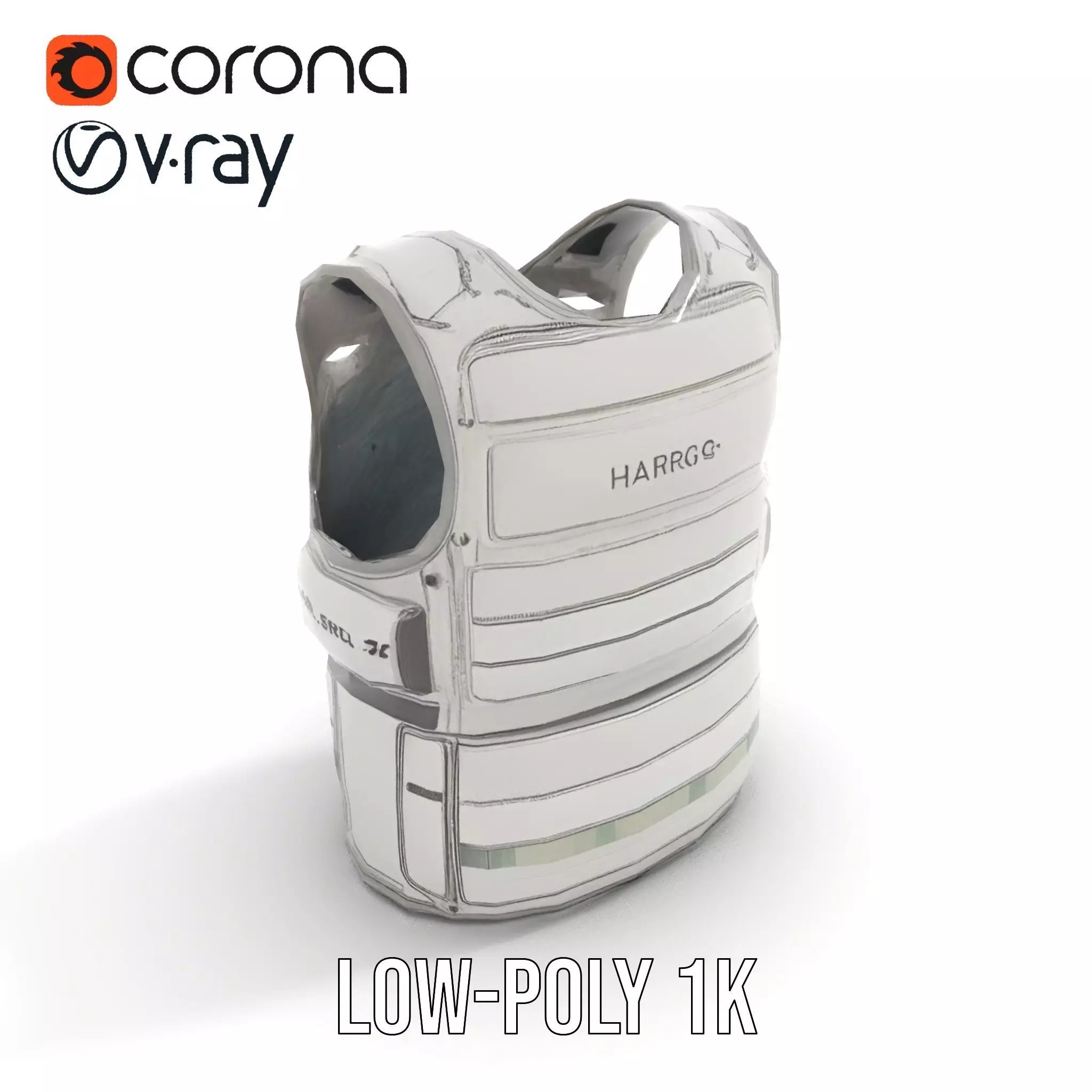 Futuristic Tactical Vest Model Pack Low-poly 3D model_16