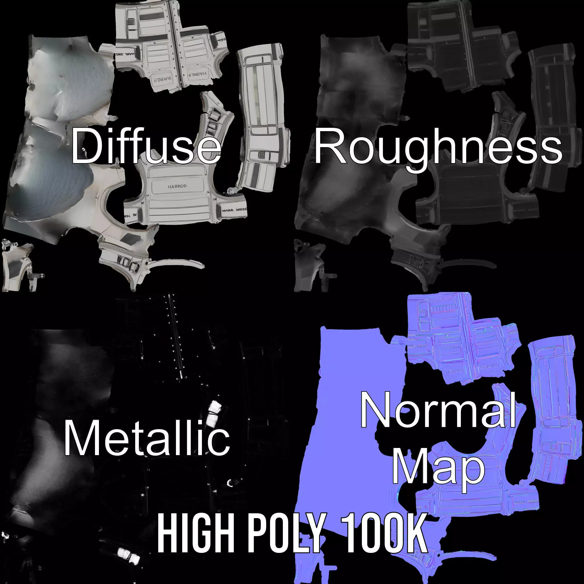 Futuristic Tactical Vest Model Pack Low-poly 3D model_3