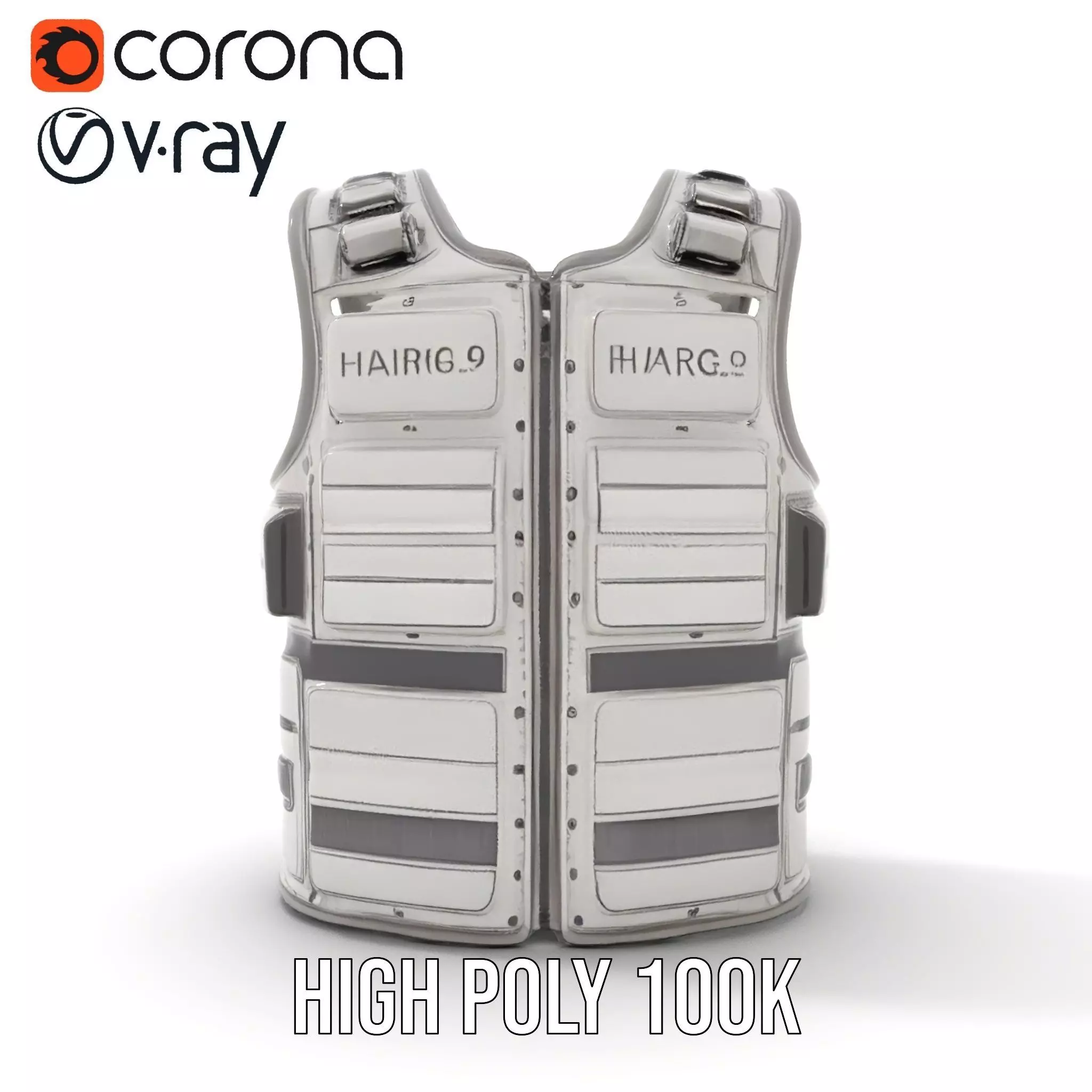 Futuristic Tactical Vest Model Pack Low-poly 3D model_17