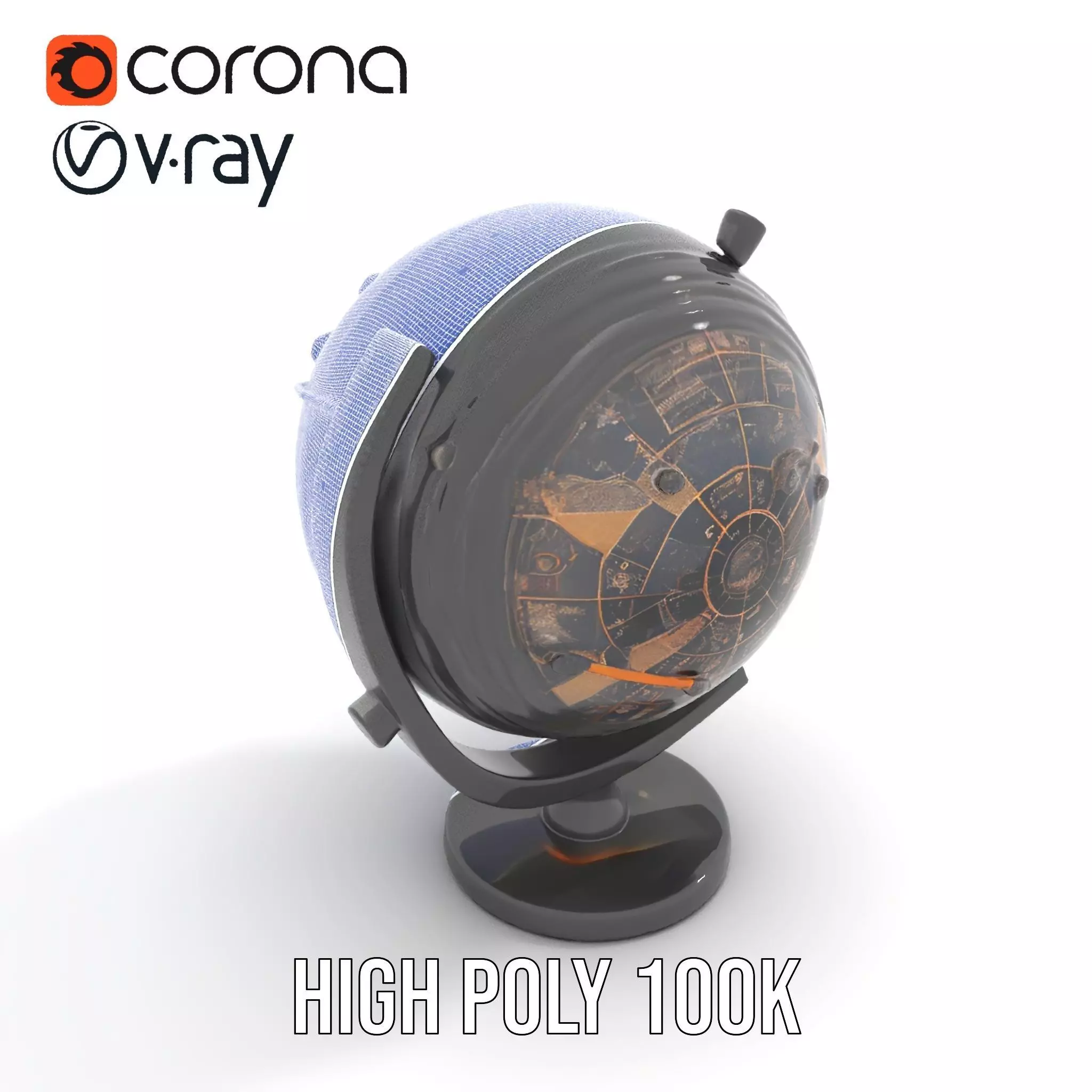 Astronomical Globe Model Pack with Detailed Star Map Low-poly 3D model_20