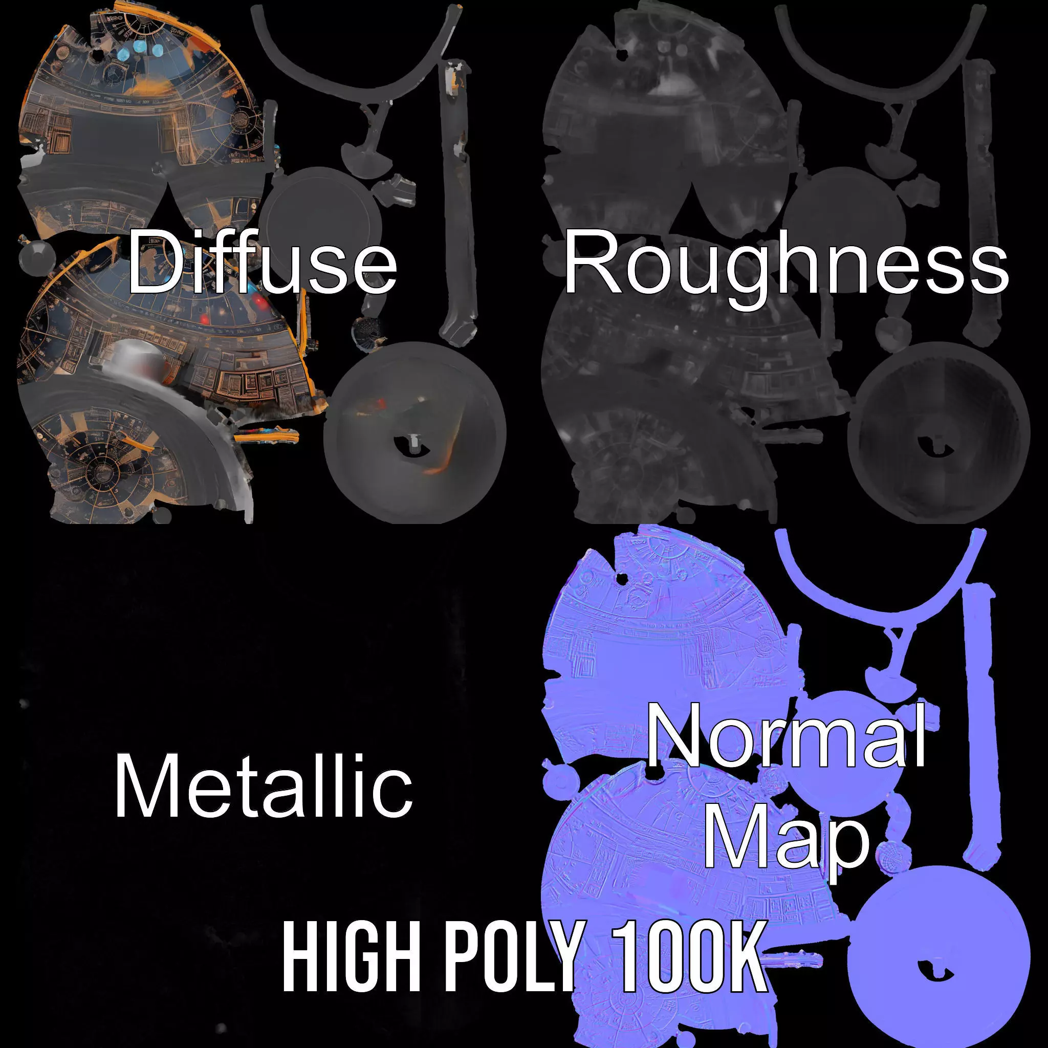 Astronomical Globe Model Pack with Detailed Star Map Low-poly 3D model_3