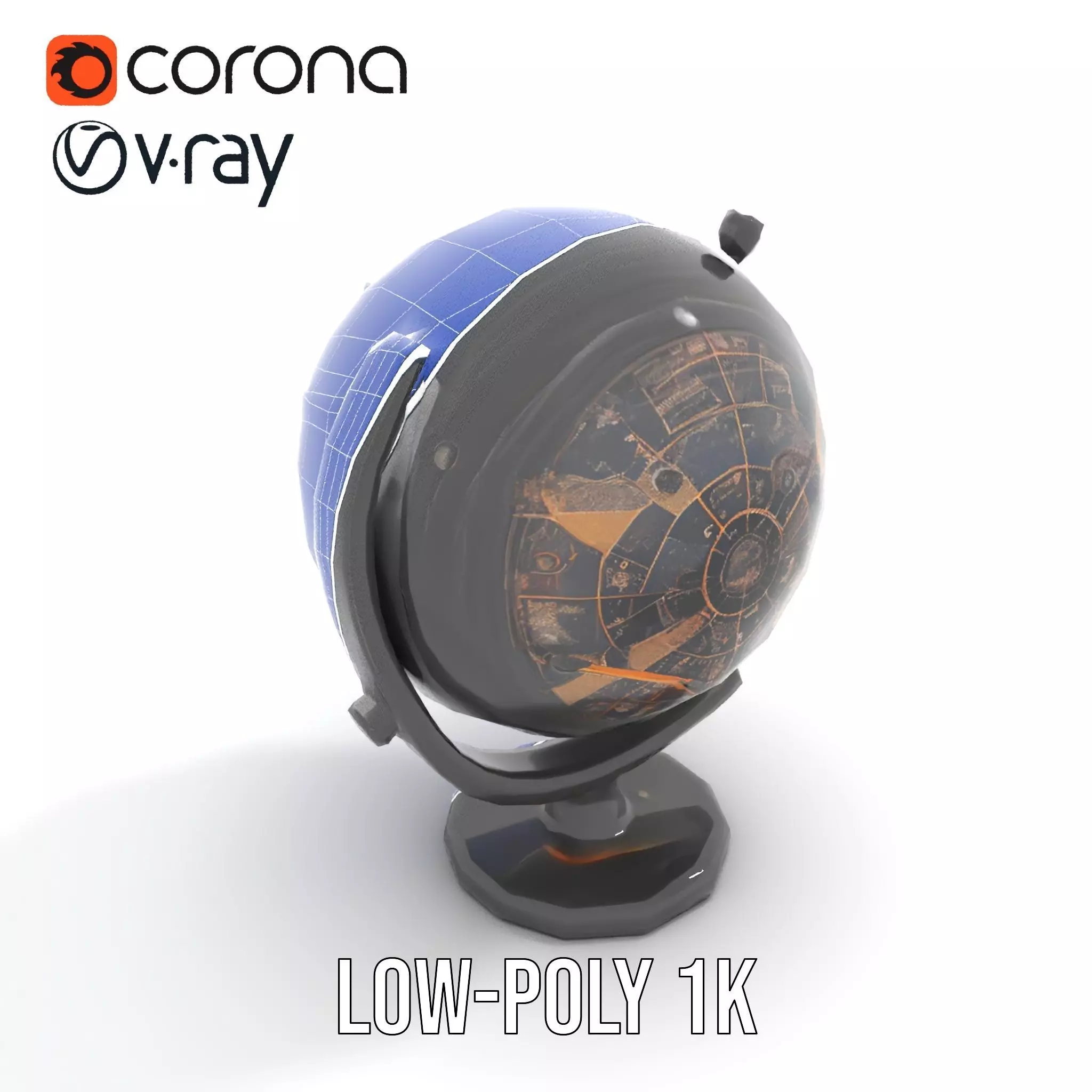 Astronomical Globe Model Pack with Detailed Star Map Low-poly 3D model_19