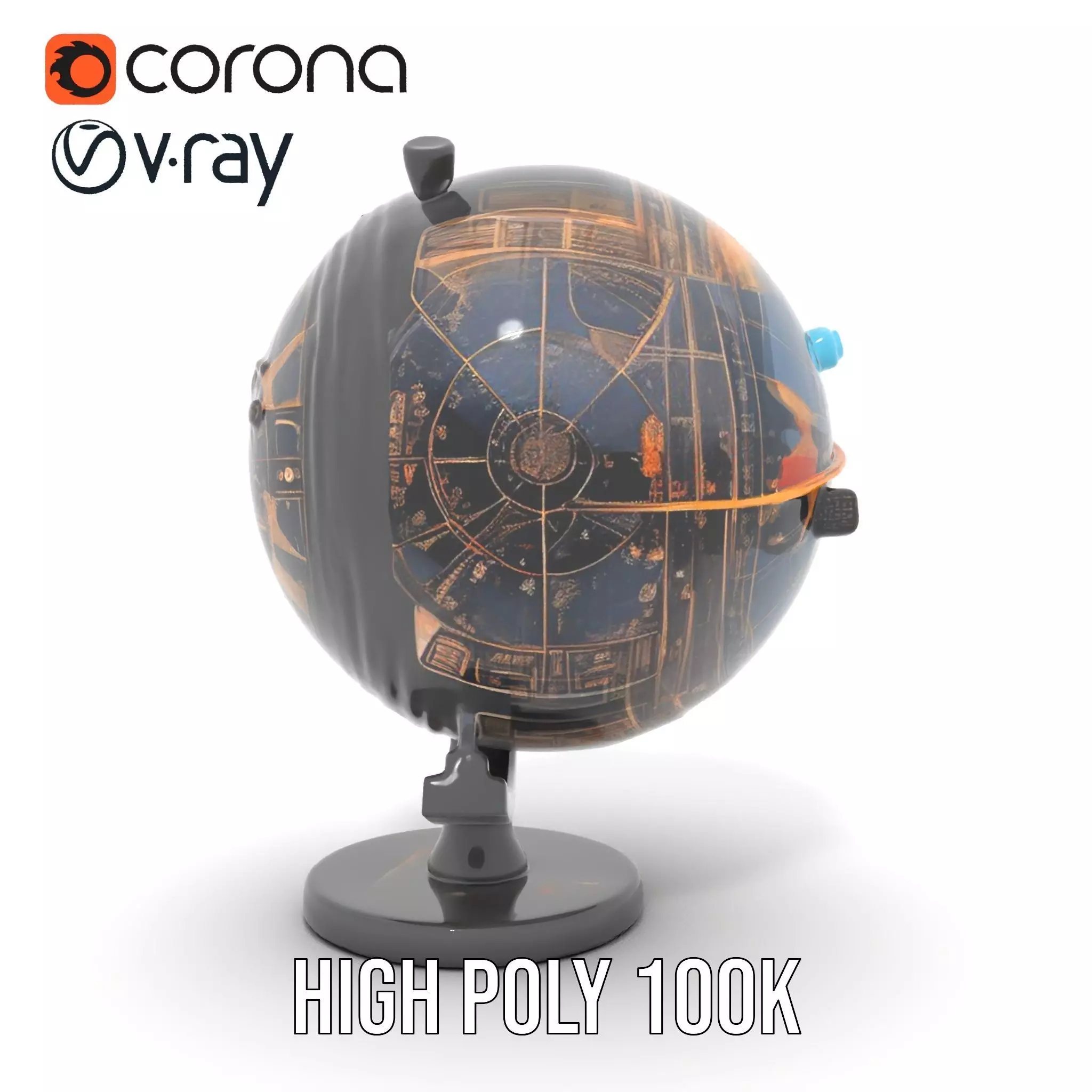 Astronomical Globe Model Pack with Detailed Star Map Low-poly 3D model_28