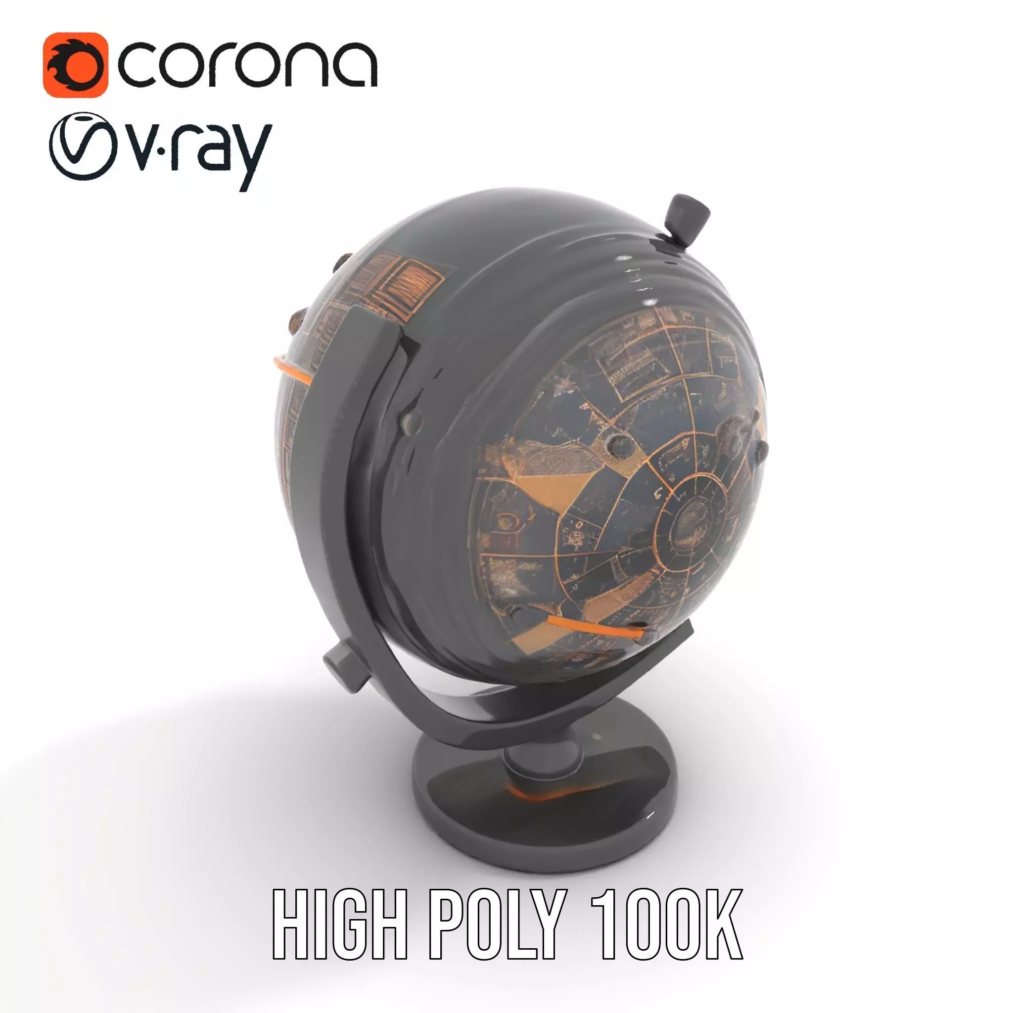 Astronomical Globe Model Pack with Detailed Star Map Low-poly 3D model_31