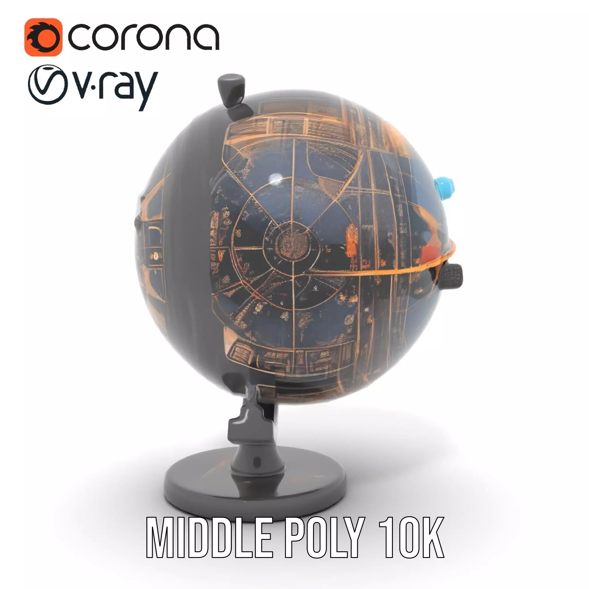 Astronomical Globe Model Pack with Detailed Star Map Low-poly 3D model_26