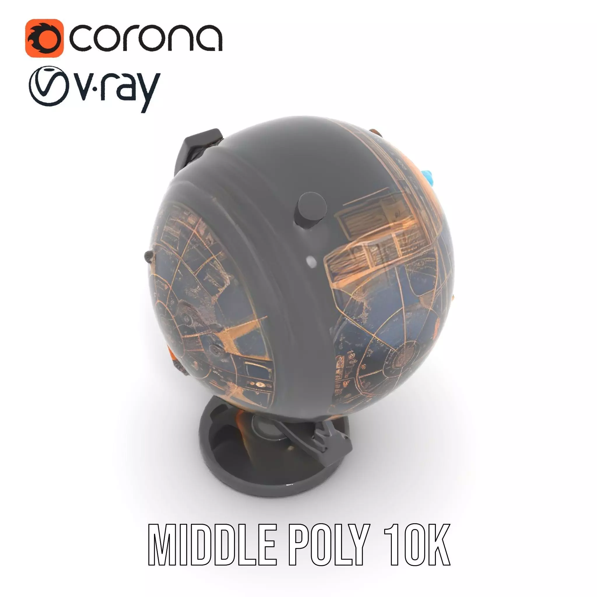 Astronomical Globe Model Pack with Detailed Star Map Low-poly 3D model_11