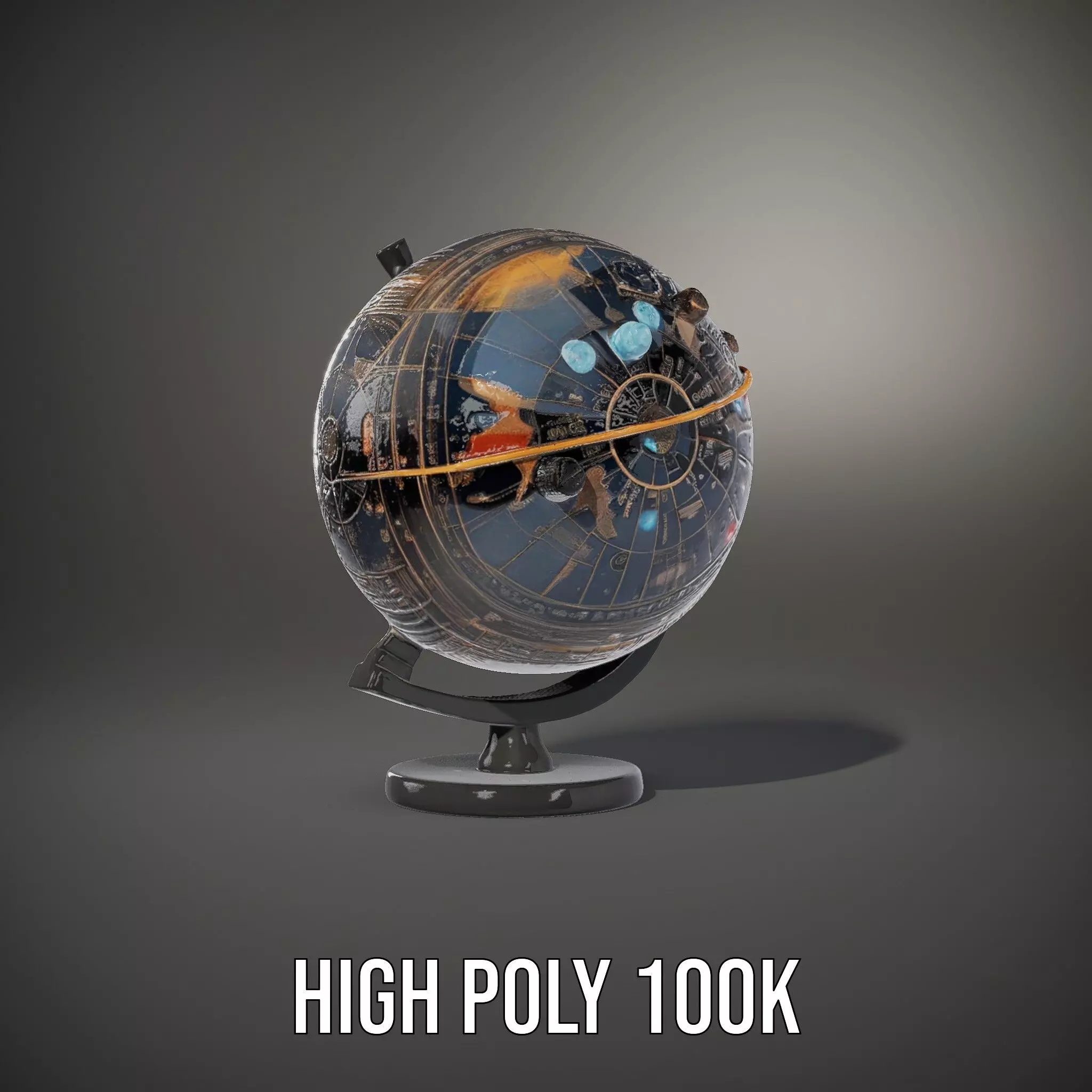 Astronomical Globe Model Pack with Detailed Star Map Low-poly 3D model_10