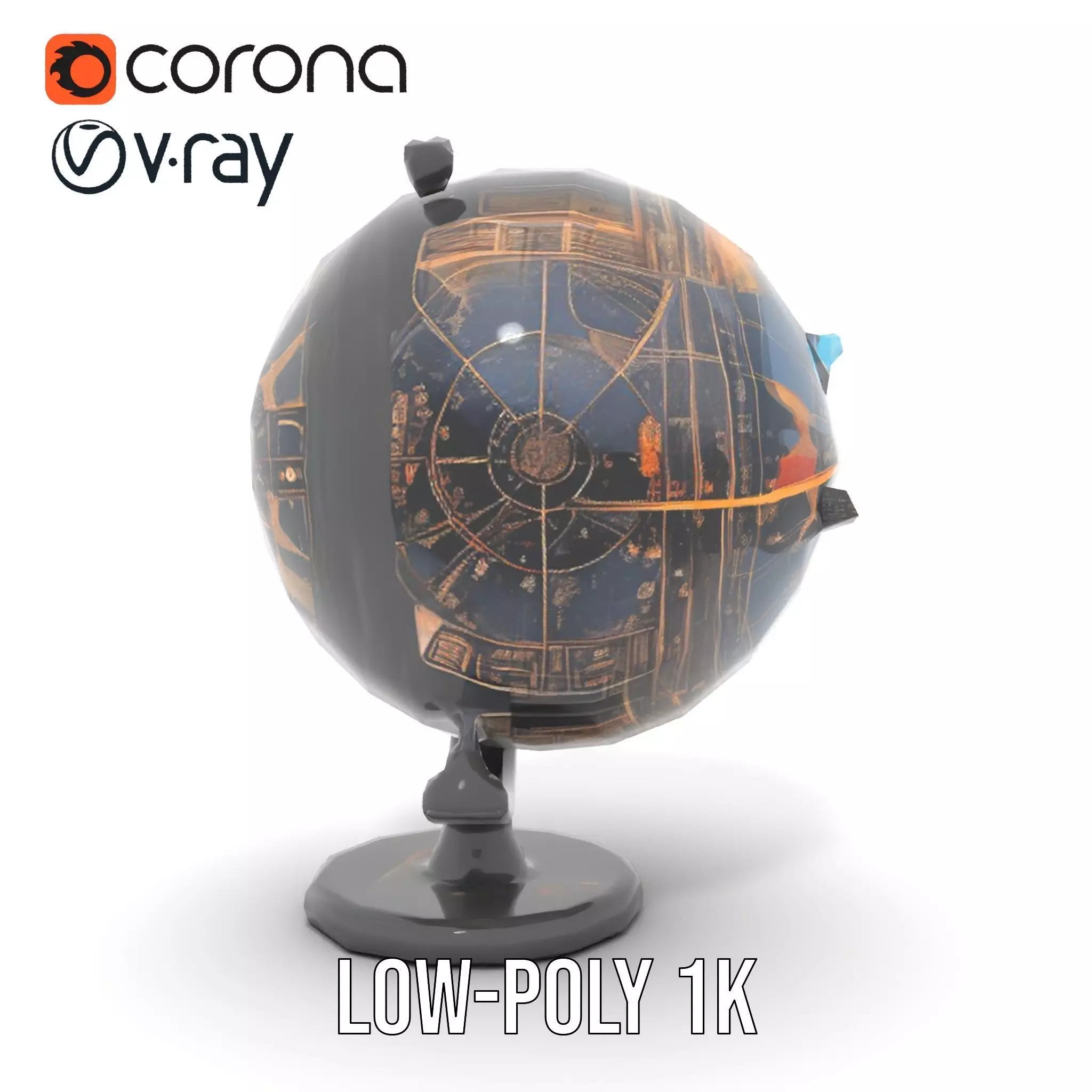 Astronomical Globe Model Pack with Detailed Star Map Low-poly 3D model_24