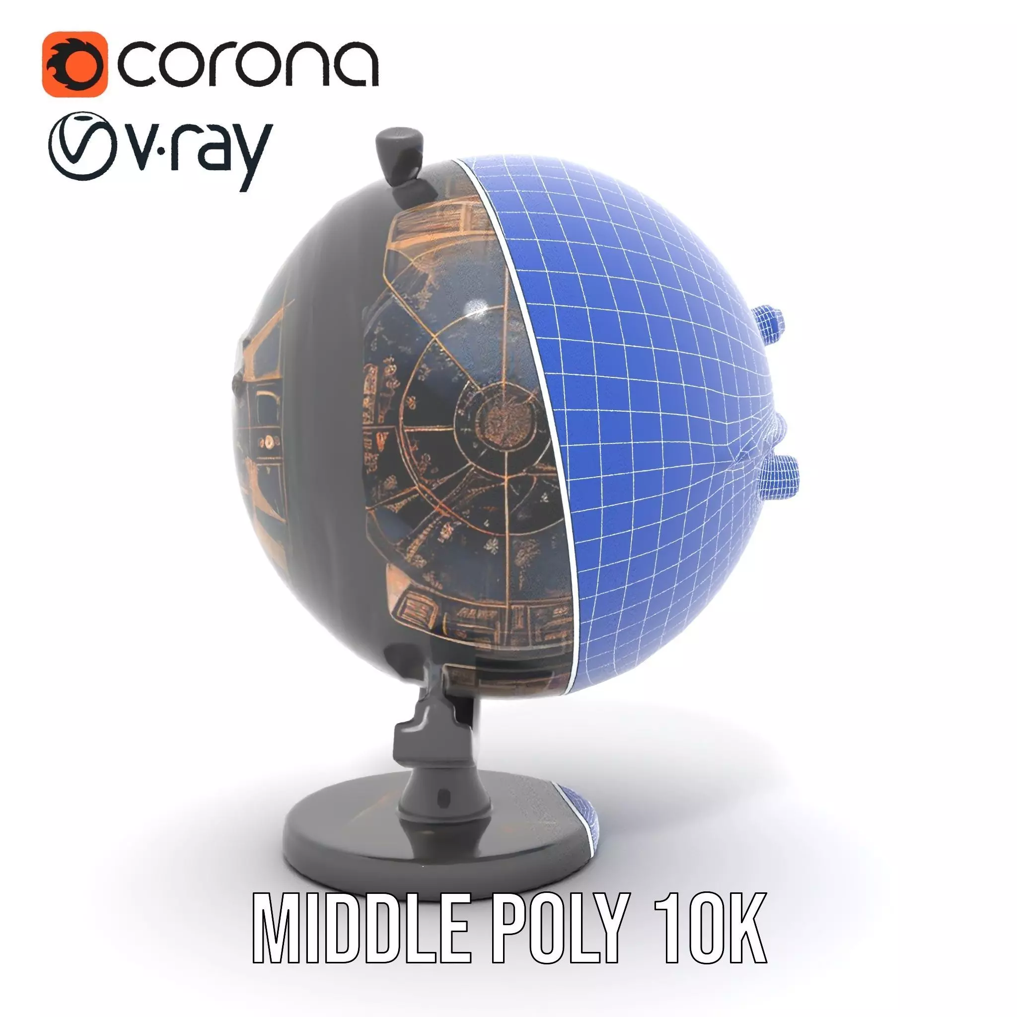 Astronomical Globe Model Pack with Detailed Star Map Low-poly 3D model_29