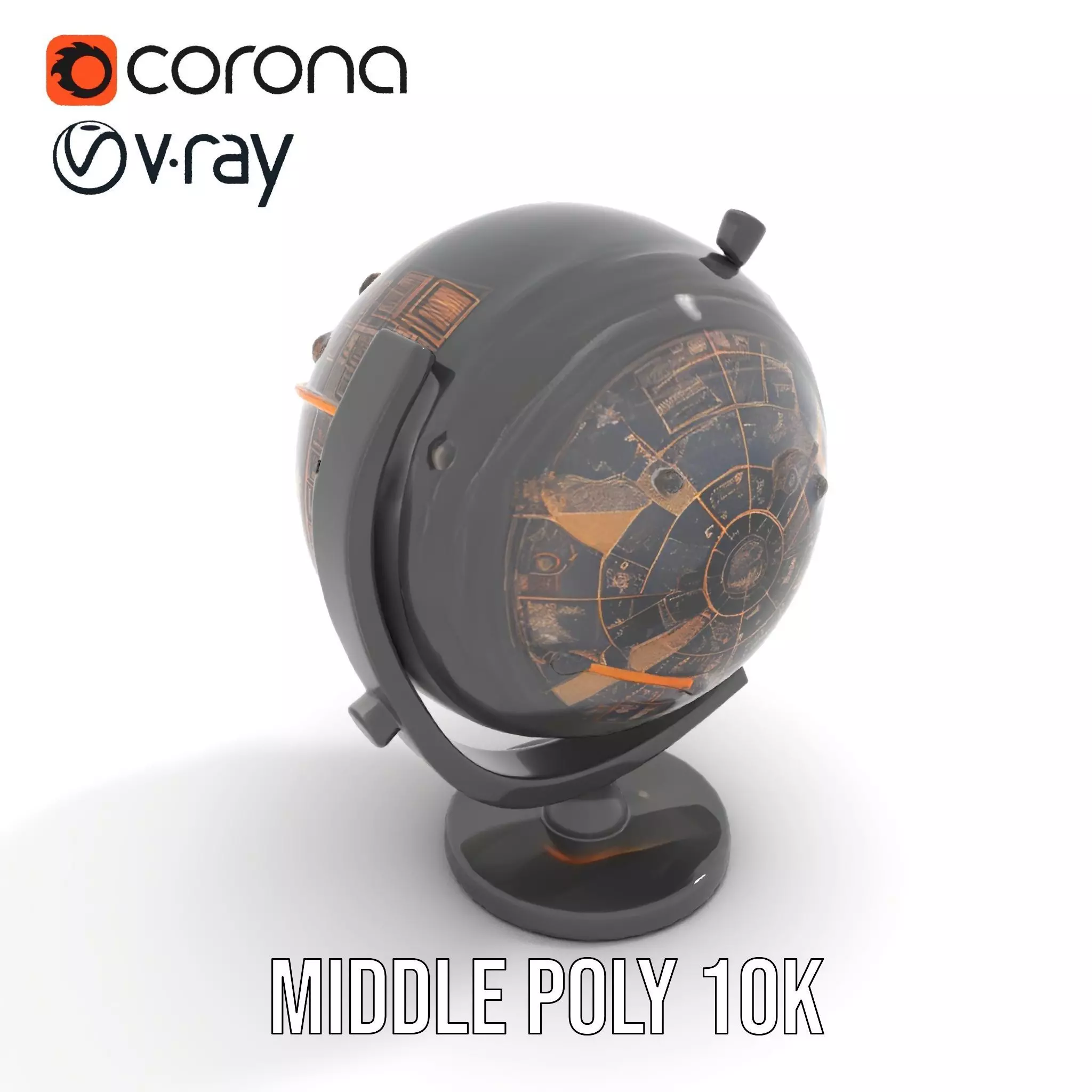 Astronomical Globe Model Pack with Detailed Star Map Low-poly 3D model_5