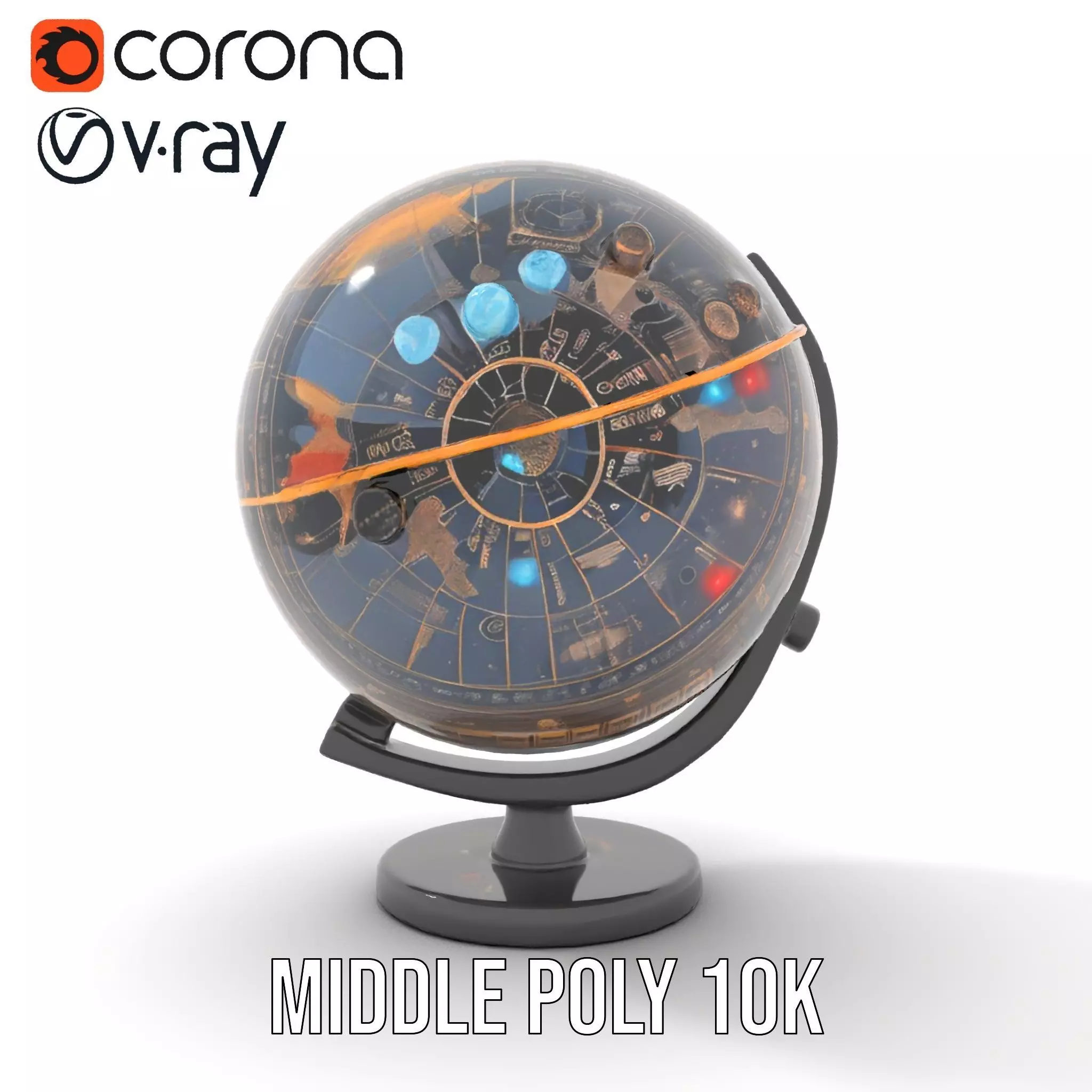 Astronomical Globe Model Pack with Detailed Star Map Low-poly 3D model_23