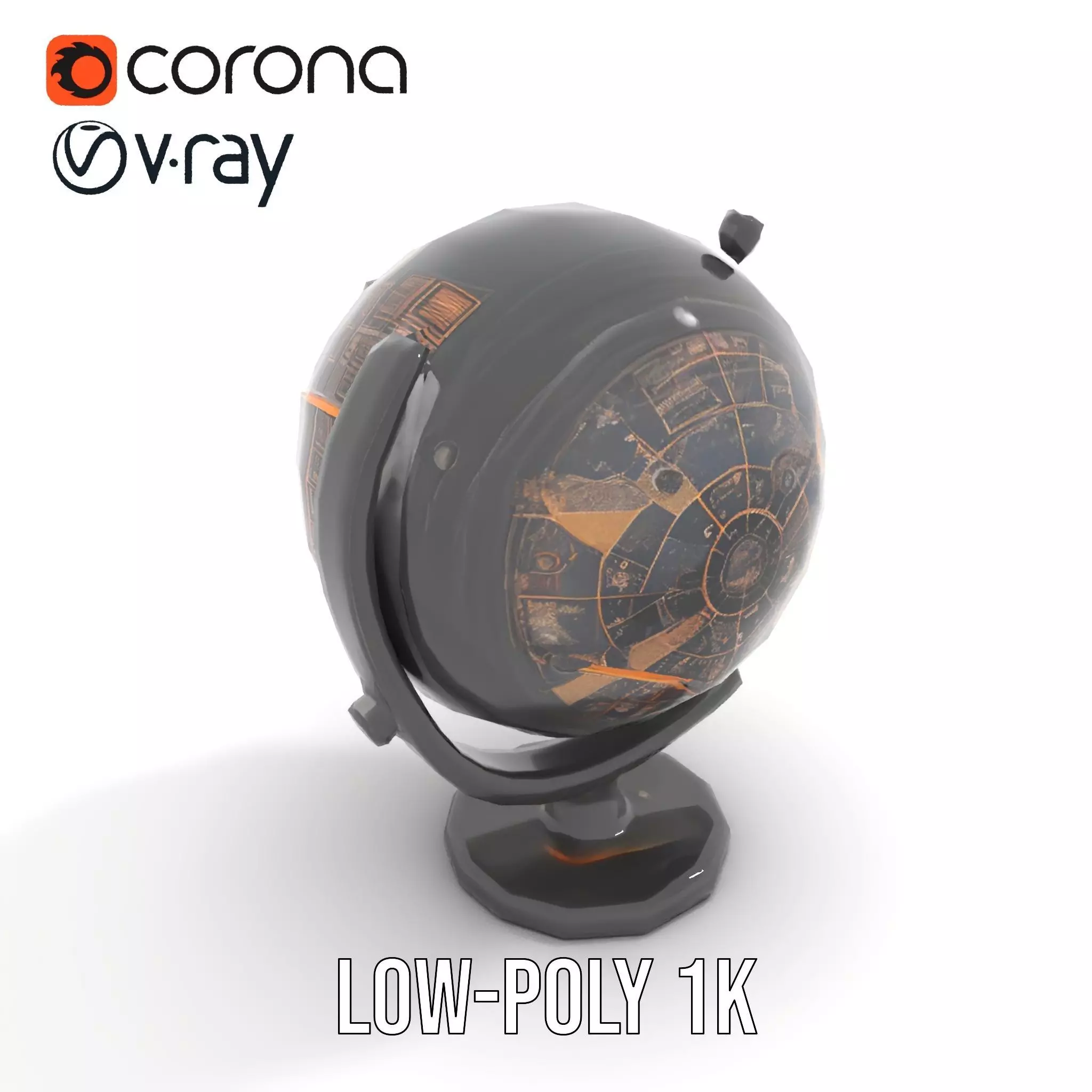 Astronomical Globe Model Pack with Detailed Star Map Low-poly 3D model_7