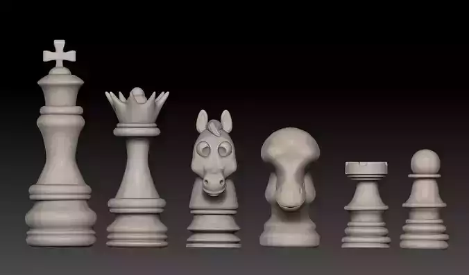Stylized Chess Piece Set