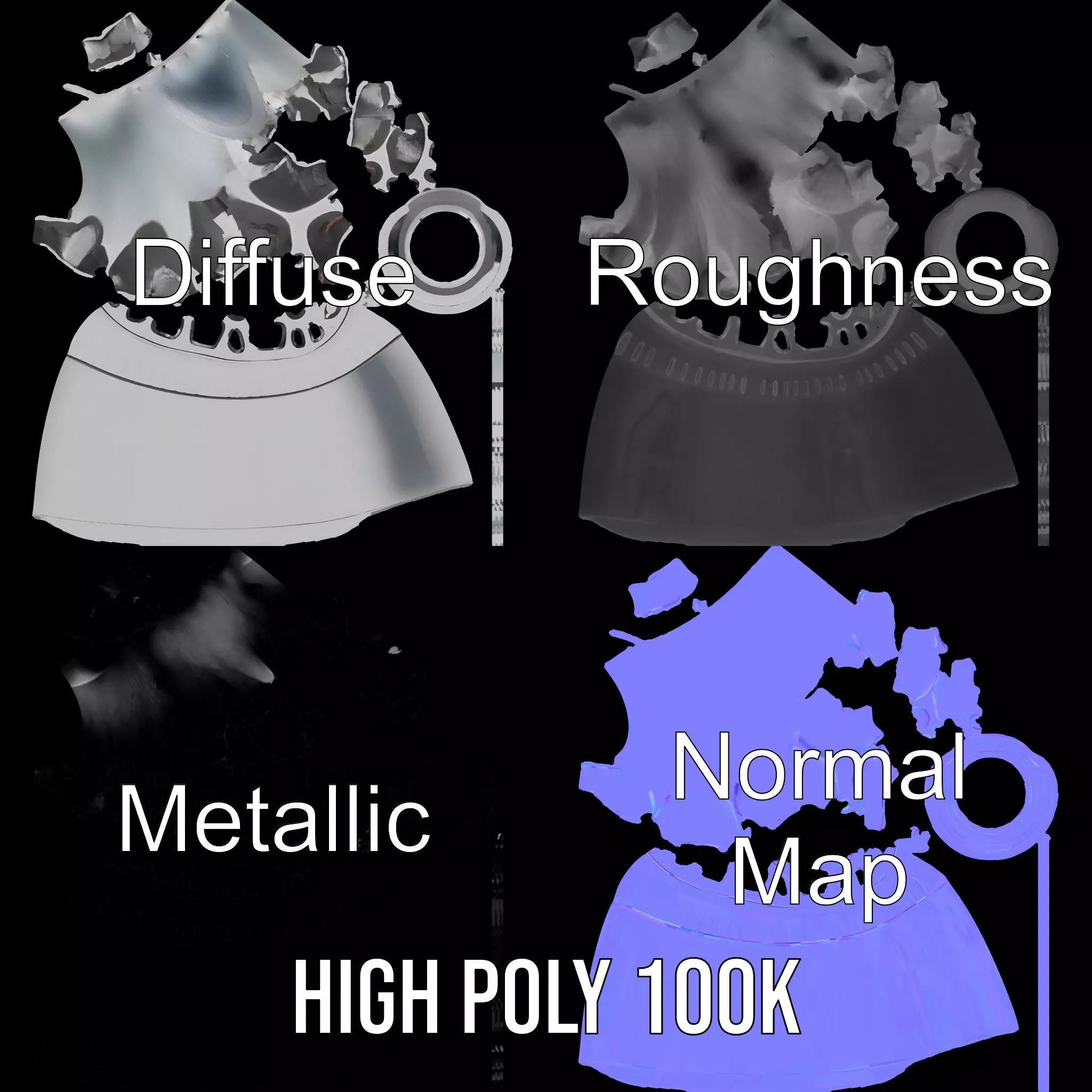 White Cylindrical Air Filter Model Pack Low-poly 3D model_3