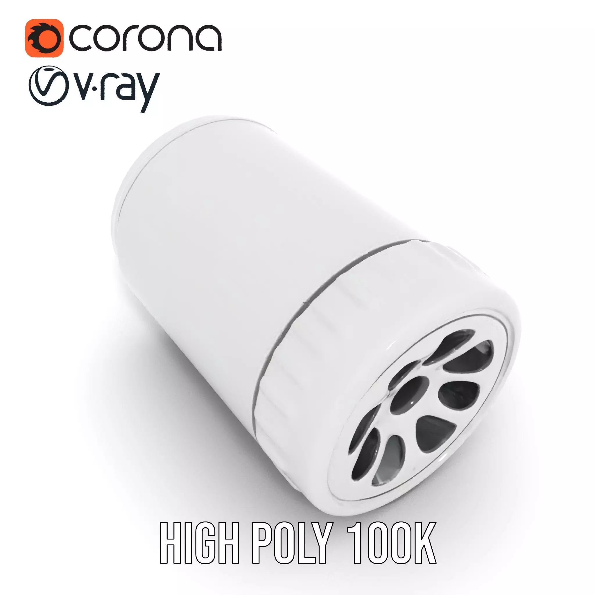 White Cylindrical Air Filter Model Pack Low-poly 3D model_20