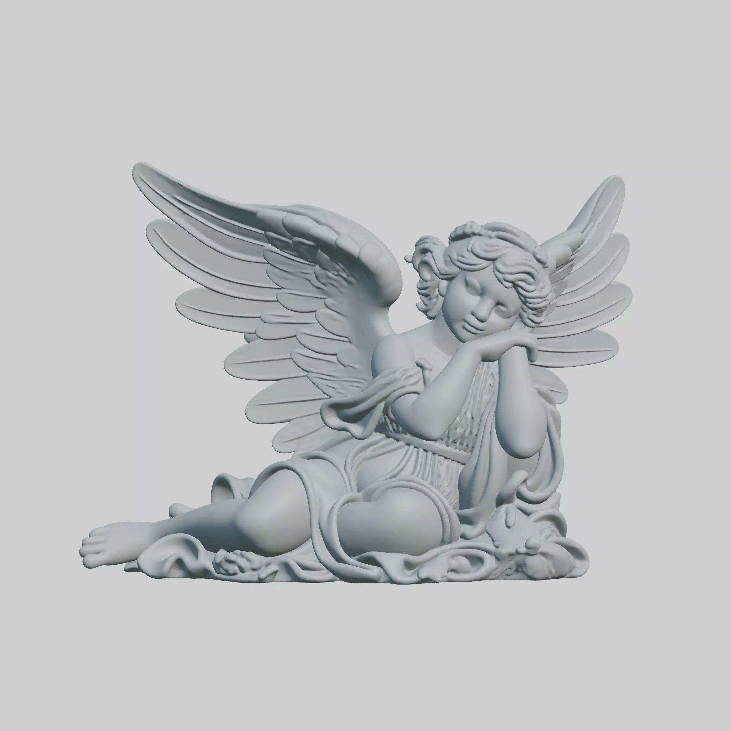 Stylized Angel Statue 3D Model 3D model 3D print model
