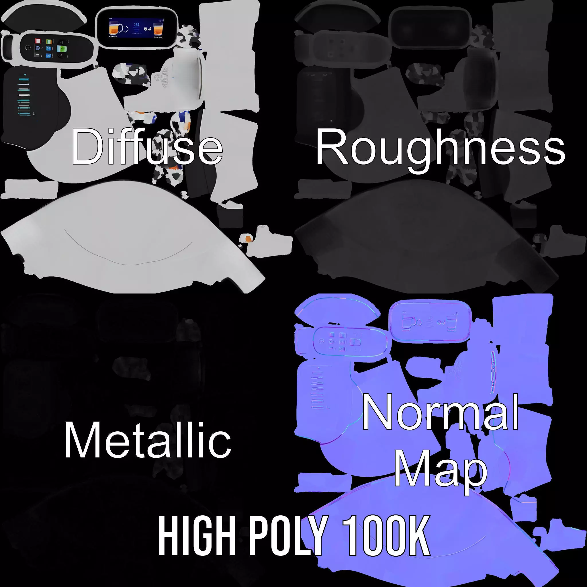 Smart Coffee Dispenser Model Pack with Interactive Interface Low-poly 3D model_3