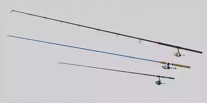 Animated Fishing Rod Collection Low-poly 3D model