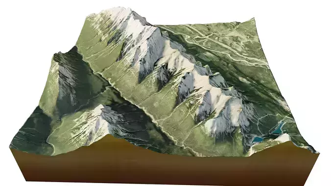 Mount rundle 3d terrain model Low-poly 3D model