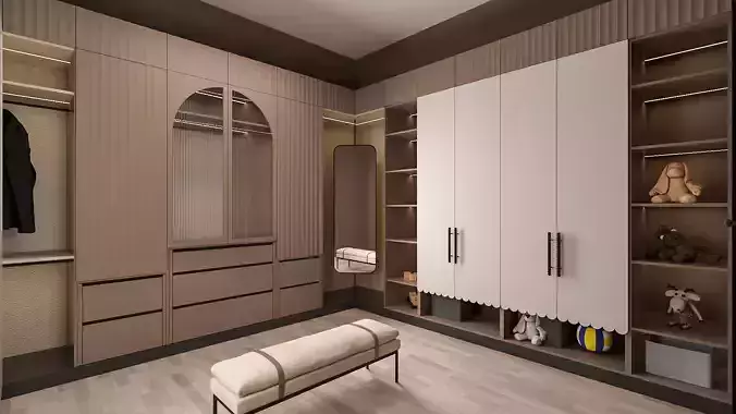 Family Wardrobe 3D Model Kids and Parents