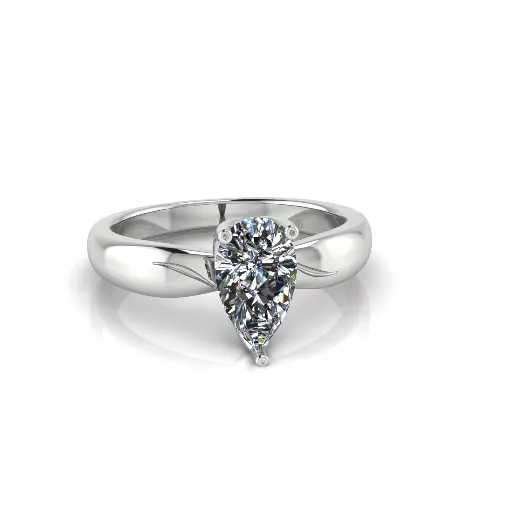 Solitaire pear engagement rings Model 7777 3D print model_1