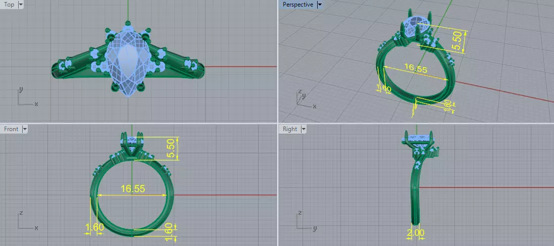 Solitaire pear engagement rings Model 7776 3D print model_5