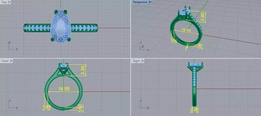 Solitaire pear engagement rings Model 7775 3D print model_5