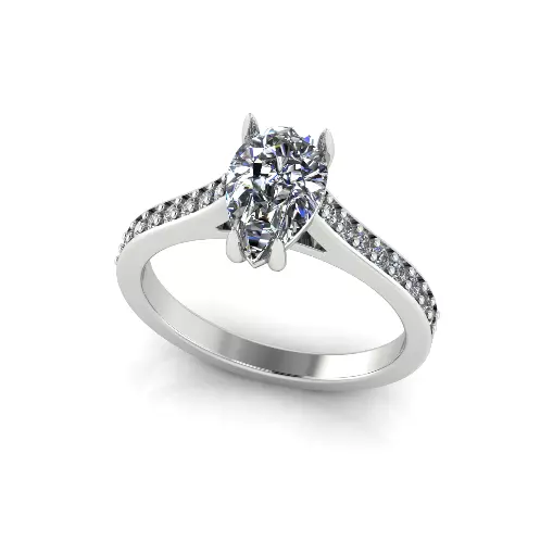Solitaire pear engagement rings Model 7775 3D print model_1